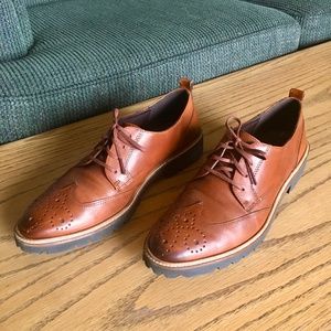 ECCO Women's Leather Wing Tip Brogue Oxford in Honey